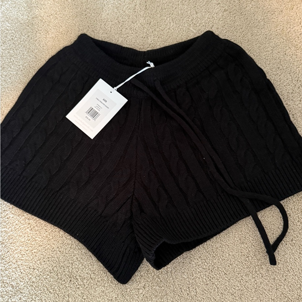 Rachel Parcell Black Cable Knit Women Shorts